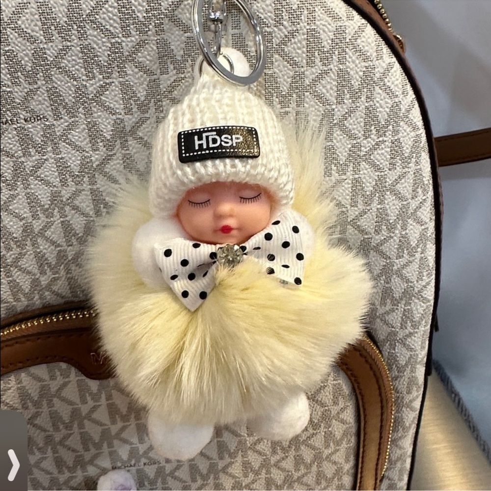 Plush Keychain - Pink Faux Fur Doll - Picture 11 of 16